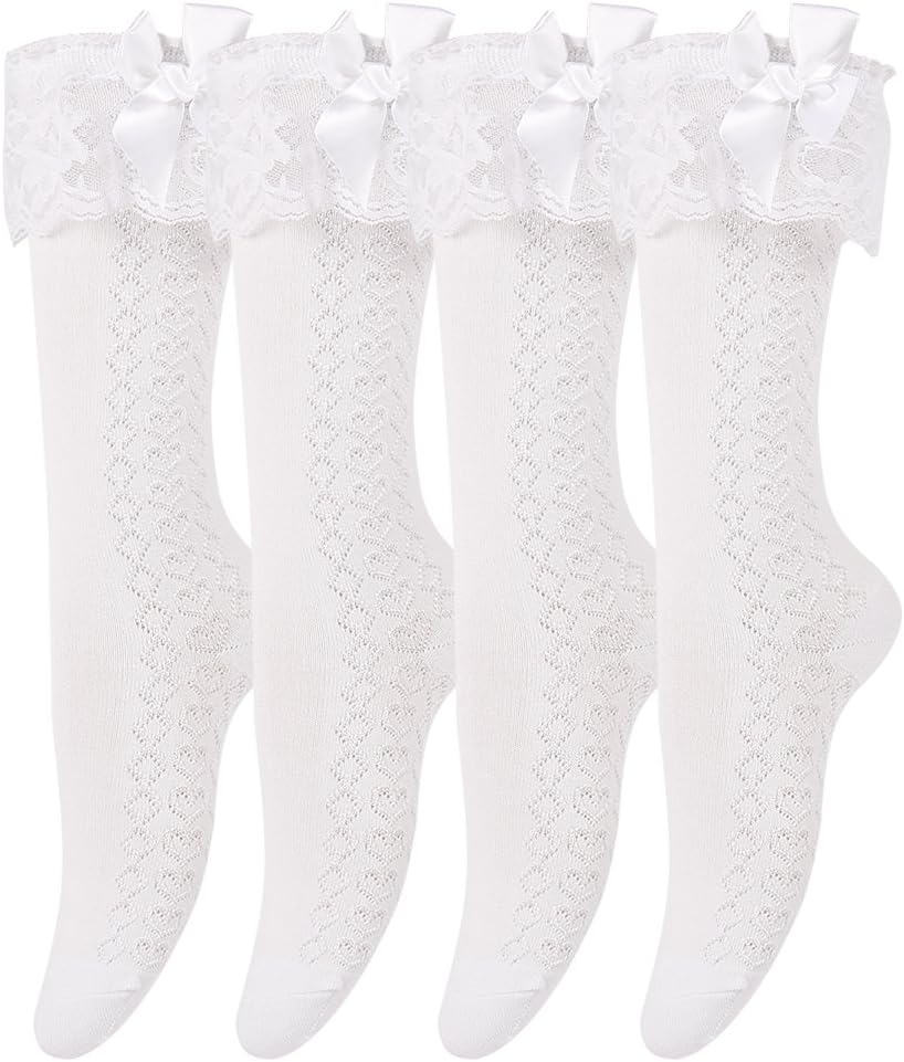 Kids Baby Girl's Frilly Lace Trim Ruffle Princess Gift Cotton Socks,3-12 Years,3,4,6 Pairs
