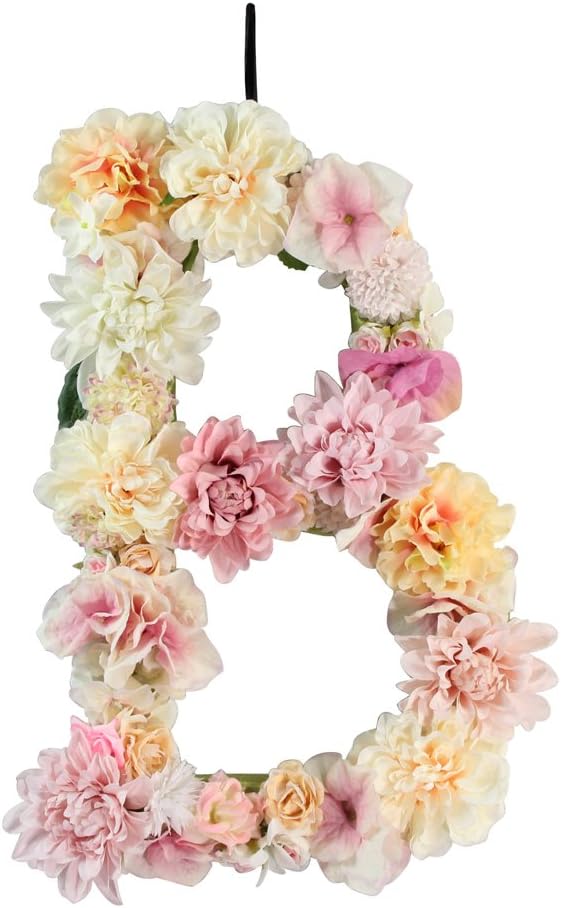 Handmade Flower Letter Floral Letter Pink Flowers Personalised Wall Letter Initial Monogram Nursery Decor Wedding Girl's Bedroom Baby Gift (19'', Pink)