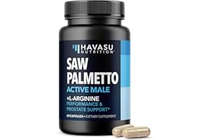 HAVASU NUTRITION Saw Palmetto 500mg and L-Arginine 500 mg - Prostate Health and Nitric Oxide Supplements for Men - 60 Count - Urinary Function Support and Endurance for Active Males - Vegan, Non-GMO, 1 Month Supply
