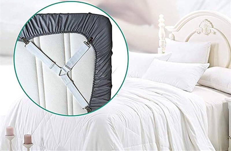 Alytimes Bed Sheet Fasteners 4PCS Heavy Duty Adjustable Clips White