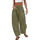 Nirovien Womens Barrel Sweatpants High Waisted Wide Leg Sweatpants Drawstring Lounge Baggy Pants Barrel Sweats