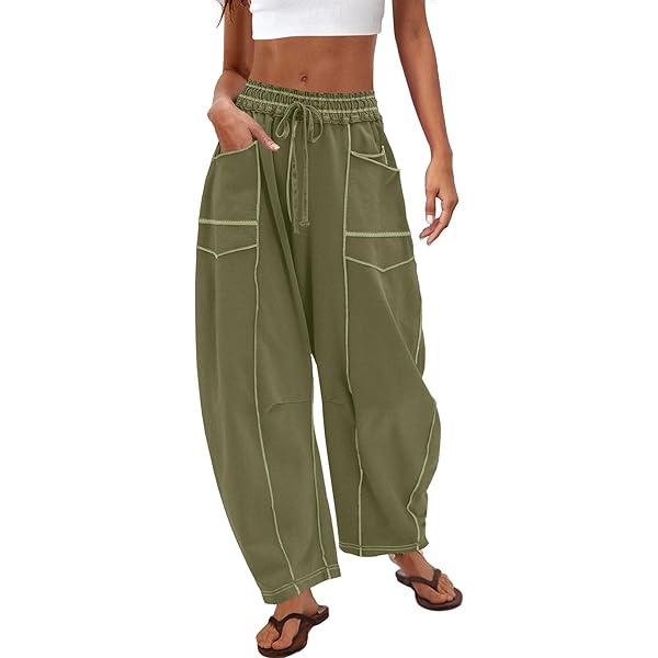 CFmduc Womens Wide Leg Sweatpants Trendy Stretch Drawstring High Waist Baggy Lounge Pant Casual Athletic Workout Track Pant With Pocket - View #13