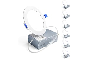Ensenior 4Inch LED Recessed Slim Pot Light with Junction Box, 6000K, 9W 75W Eqv, Dimmable IC-Rated Ceiling Lighting, 750LM Hi