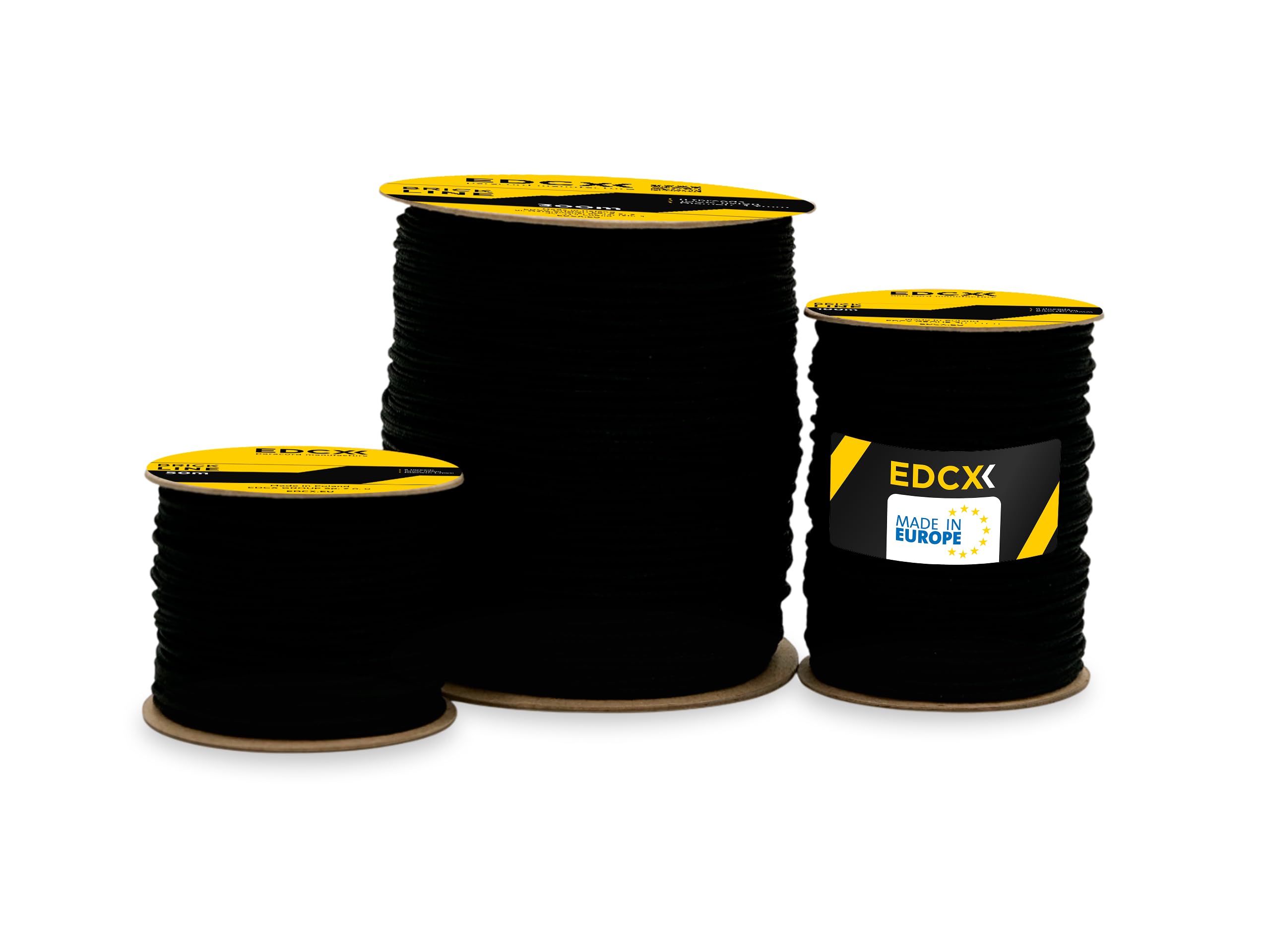 EdcX Mason's Cord ⌀1,7mm | 50m, 100m and 300m | Nylon | Brick Line, Mason Line Level for Construction, Gardening, DIY | Tear-Resistant, Weatherproof, Low Stretch Utility Cord (Black, 100 m)