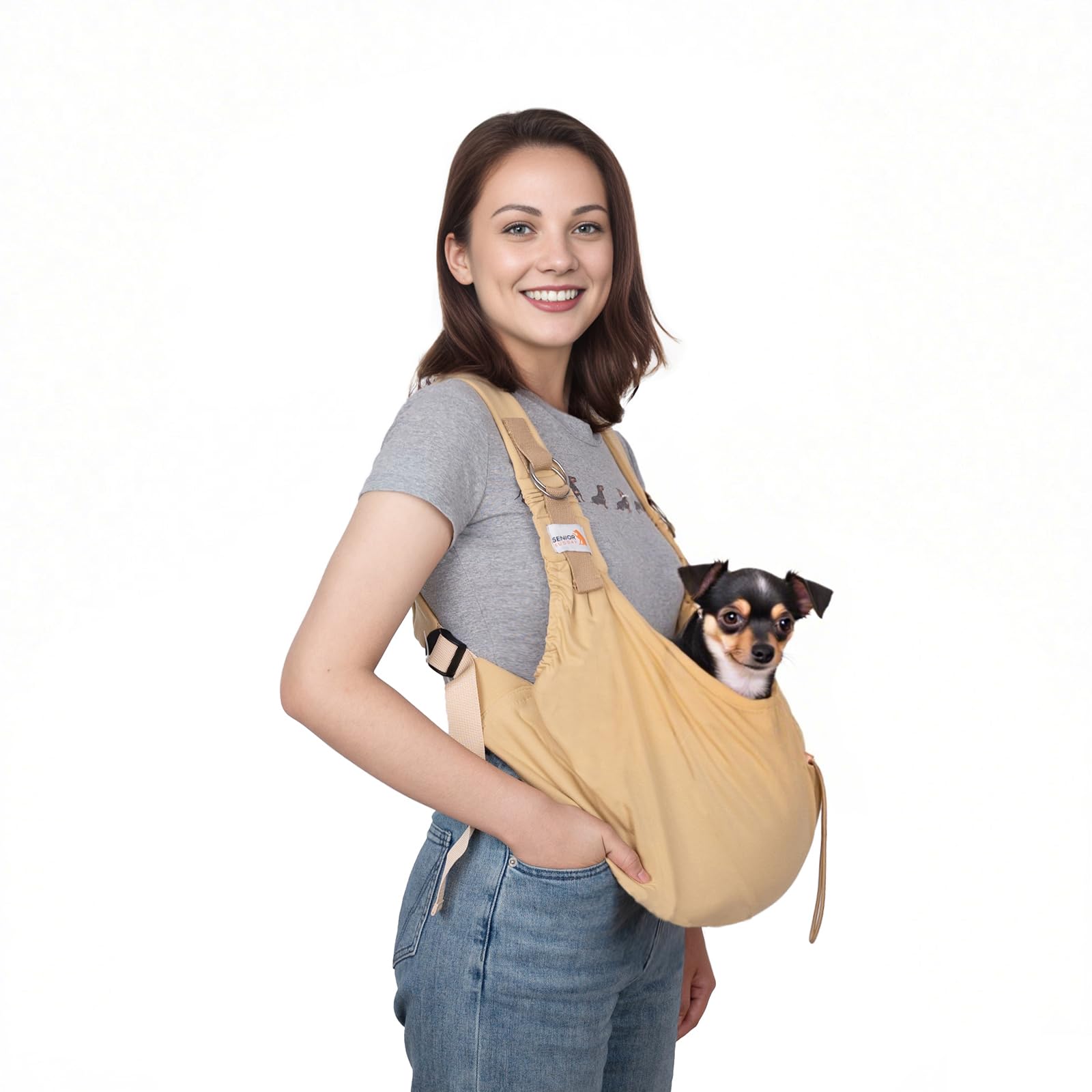 Photo 1 of Dog Sling Carriers for Small Dogs,Carrier Sling for Cats and Puppy,Carrying Wrap Front Backpack Cat Sling,Adjustable Chest Pet Sling