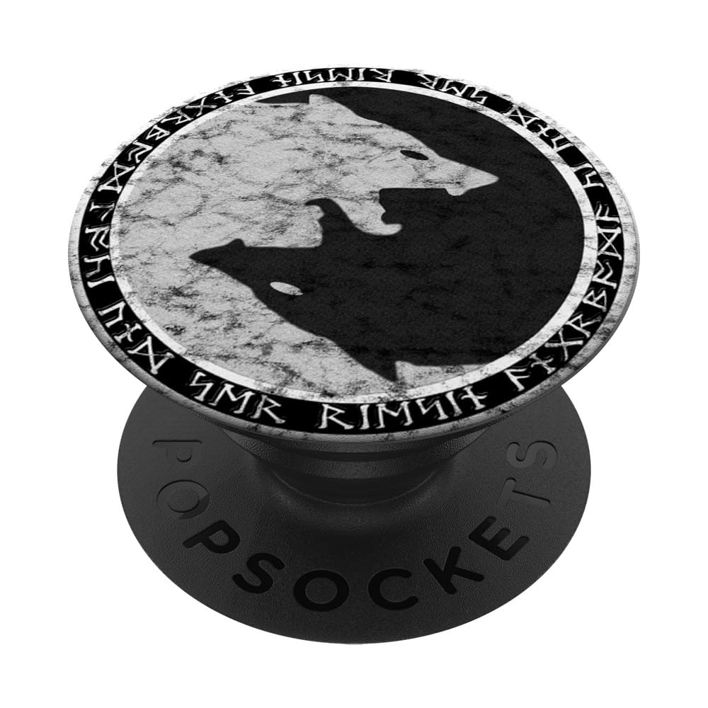 PopSockets Fenrir Wolf of Odin in Circle of Norse Runes PopSockets PopGrip: Swappable Grip for Phones & Tablets