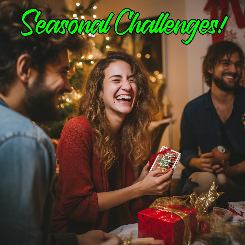 Funwares Christmas Special Edition, 218 Minute of Fun Games - Minute to Win It Family Party & Travel for Kids & Adults, 2-12 Players! Play with Everyday Household Items.