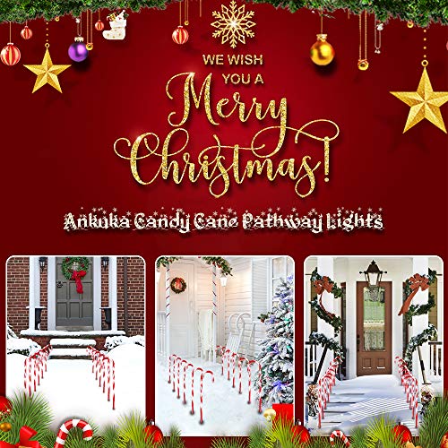 Ankuka 22" Cane Candy Lights - 6 Sets Outdoor Christmas Candy Cane Pathway Markers Pre-Lit with 5 Tungsten Bulbs Per Cane for Christmas Decorations
