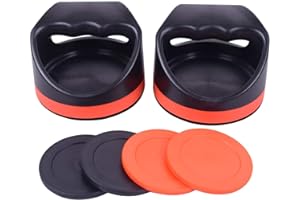 GAMESUN Plastic Air Hockey Strikers/Pushers, 2 PCS 4" Plastic Air Hockey Pushers and 4 PCS 2.75" Pucks Replacement for Game Tables Goalies Equipment Accessories