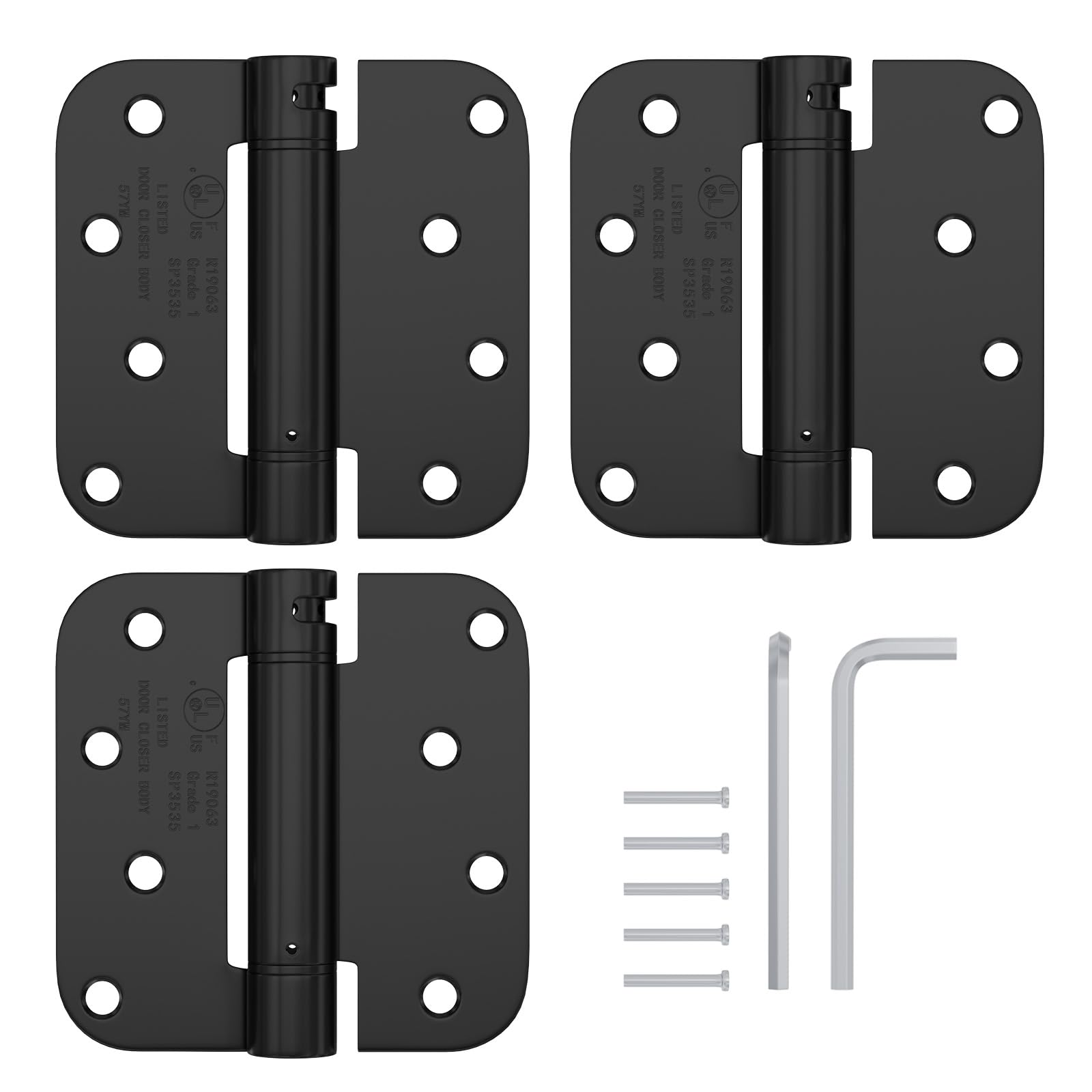 Haidms Self Closing Door Hinge 3Pack Black Spring Loaded Hinges 4Inch