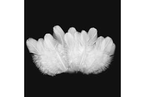 FLYING FEATHERS 500pcs-White Rooster Feathers 3-5inch Bulk Feathers for Crafts DIY Dream Catcher Supplies（500pcs）