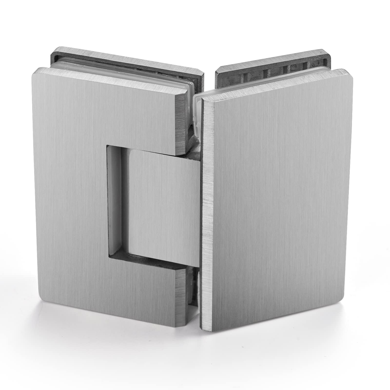 Ranbo Heavy Duty Shower Glass Door Hinge, Solid One-Piece Precision Cast with 5mm Thick 304 Stainless Steel, Modern Style, Brushed Nickel Finish
