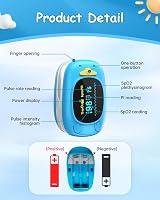 HealthTree Kids Fingertip Pulse Oximeter OLED Display 2XAAA Batteries view 2