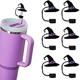 HATOTO 3D Halloween Straw Covers for Stanley Cup, Witch Hat Straw Toppers for Stanley, Cute Cartoon Food Grade Silicone Topper, Fall Stereoscopic Reusable Straws Cap Stopper for 0.4Inch/10mm 6PCS