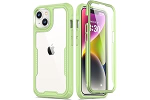 FUNMIKO iPhone 14 Case with Screen Protector,Mili-Grade Heavy Duty Protection Pass 21ft. Drop Tested Durable Slim-fit Clear Plastic Cover Protective Phone Case for Apple iPhone 14 6.1" Mint Green