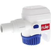 Rule RM1100B, Auto Submersible Bilge Pumps 12V 1100 GPH AutoSense | Thermal Cut-Off &amp; Backflow Prevention - Compact Design for Boats - Easy Install Threaded Discharge