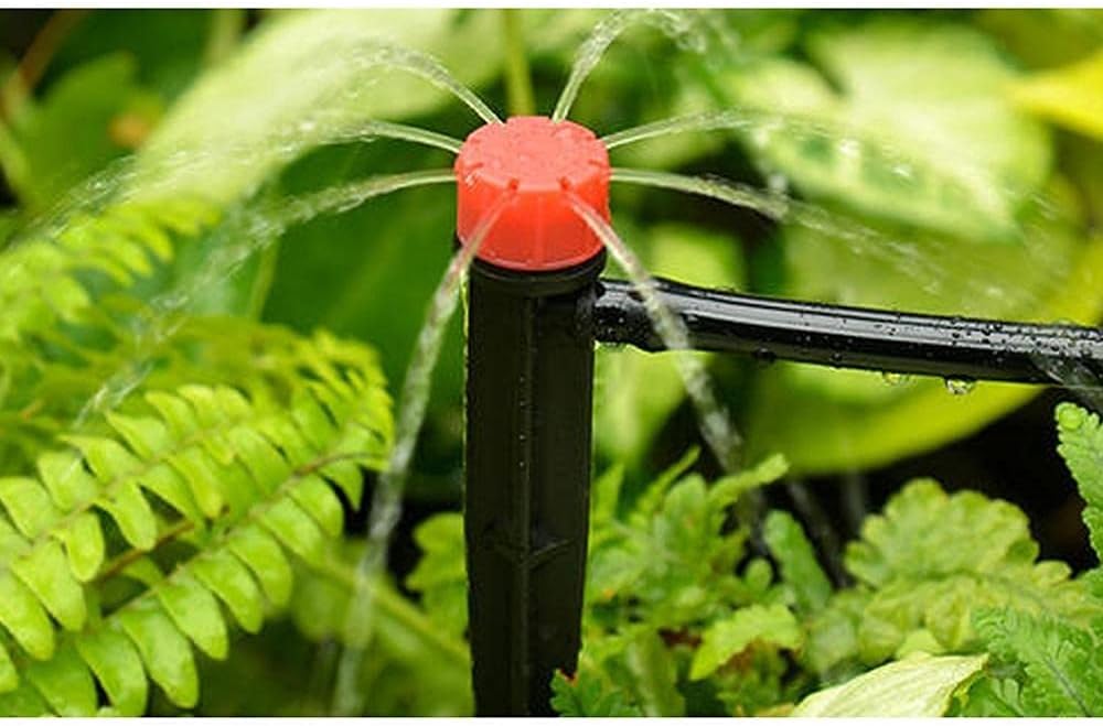 La Farah 50pcs Drip Emitters for 1/4" Drip Irrigation Tubing, Adjustable 360 Degree Water Flow Drippers on 5" Arrow Stake, Garden Irrigation Drippers for (4-7mm) Watering System : Garden & Outdoor