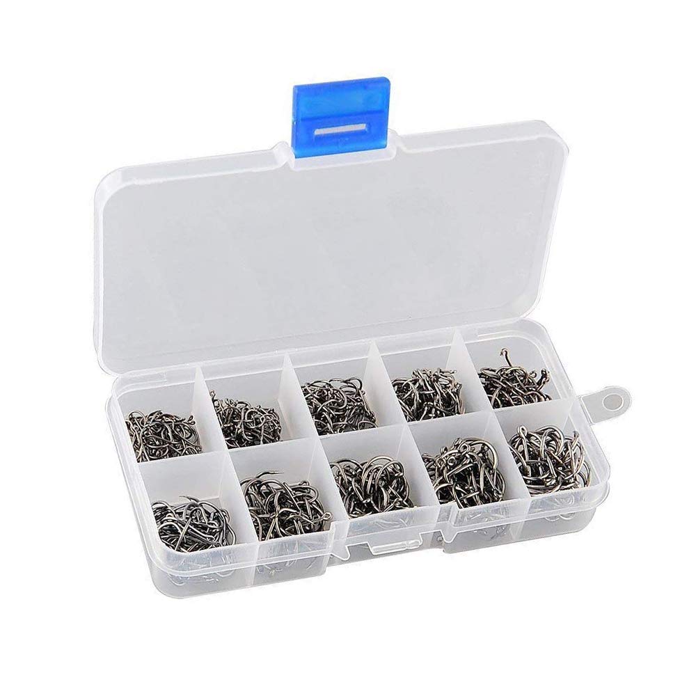 Haobase 500Pcs High Carbon Steel Carp Fishing Hooks Bait Hooks with Plastic Box