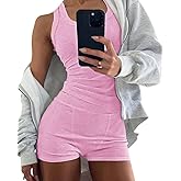 CHICME Womens Pajama Sets Casual Sleeveless Tank Top and Shorts Ribbed Knit 2 Piece Lounge Set