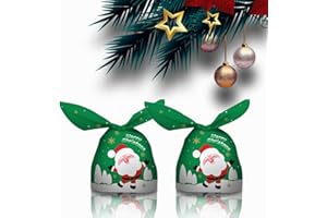 GARDEASY 50PCS Christmas Gift Bags, Christmas Candy Bags Cute Rabbit Ear Christmas Goodie Bags Christmas Cookie Bags for Christmas Party（Old man under green）
