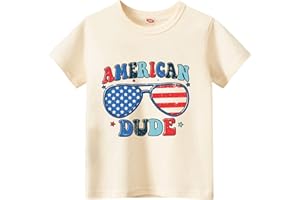 Sineeko Kids Boys American Flag Shirts 4th of July T-Shirt Toddler Girls Cotton Patriotic Tops Tee Independence Day Clothes