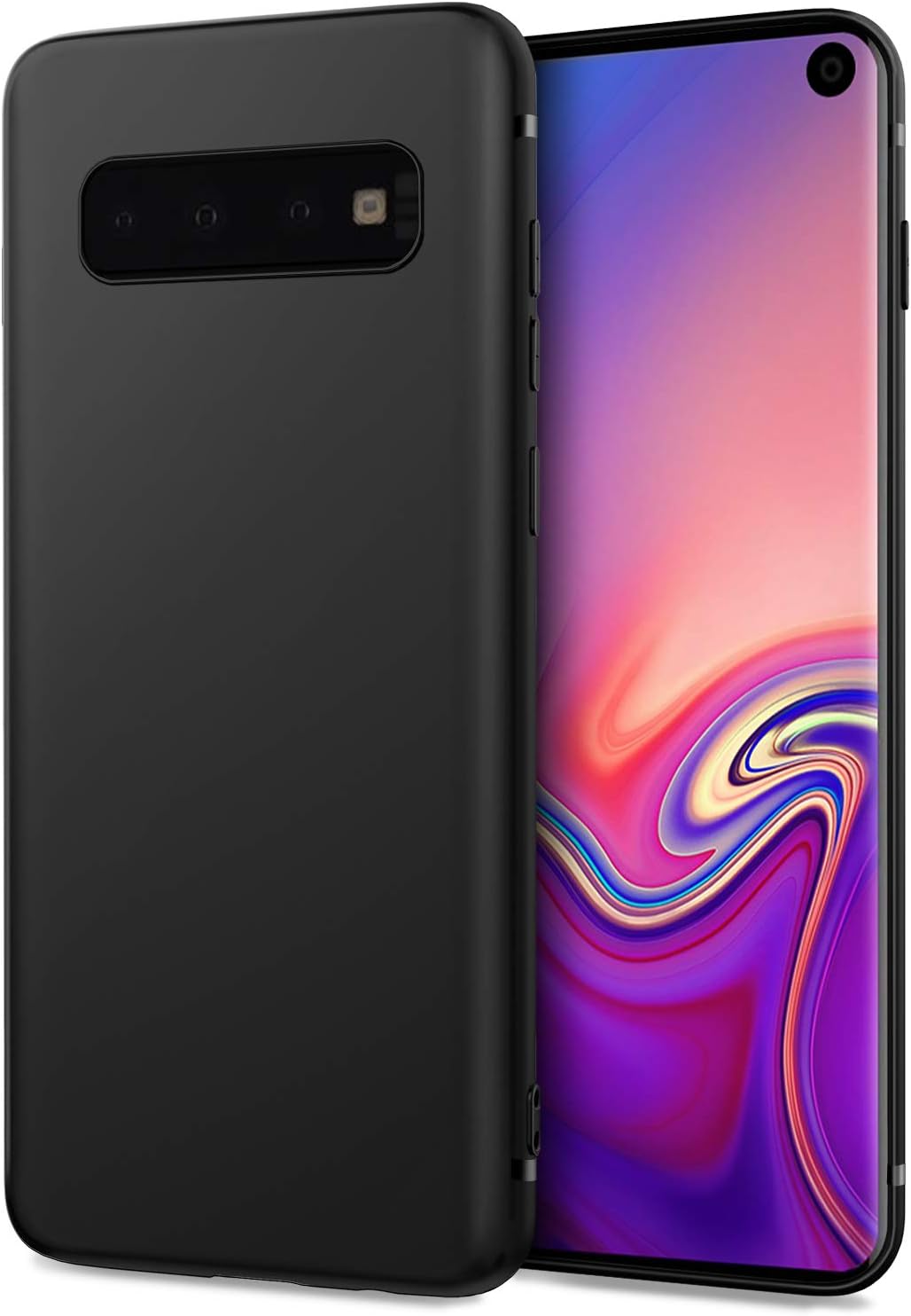 DiMiK Case for Samsung Galaxy S10, [Support Wireless Charging] Black Thin Soft Silicone Ultra Slim Fit Matte Finish Flexible TPU Phone Case Cover Compatible for Samsung Galaxy S10 (6.1inch) - Black