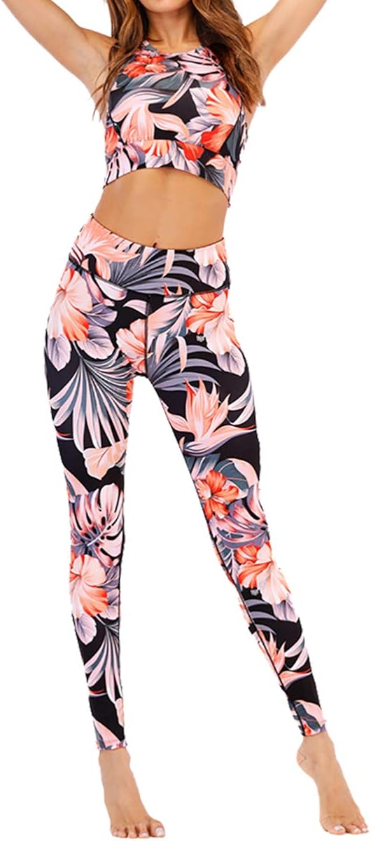 bbmee Workout Suit Set，Yoga Crop Tank Top Strappy Bra and High Waist Leggings 2 Piece Sports Outfits for Women