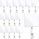 Epakh 20 Pieces Sign Clips Rotating Price Tag Clip Swivel Sign Holder for Handrails or Tubes with 20 Pieces Hard Card Sleeves PVC Card Protector for Shelves Store Supermarket(Double Sided Clips Style)