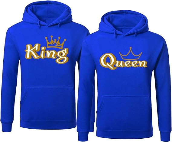 king and queen hoodies blue
