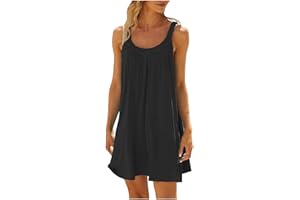 Olivcker Beach Dresses for Women 2024 Vacation Summer Sundresses Sleeveless Casual Tank Mini Sun Dress Bathing Suit Cover Up
