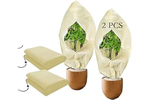 gardtree Winter Plant Frost Protection Covers 31" x 47" 2 Packs, Thicker 2.4oz/yd² Garden Cold Weather Tree Covers Freeze Protection Wrap with Zipper Drawstring for Shrub Fruit Tree, Potted Plants