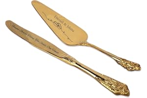 Personalized Cake Cutting Set for Wedding Custom Cake Knife and Server Set with Laser Engraving Gold Silver Stainless Steel C