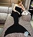 LAGHCAT Mermaid Tail Blanket Crochet Mermaid Blanket for Adult, Soft All Seasons Sleeping Blankets, Whale Tail Pattern (71 x35.5 Inch, Black)