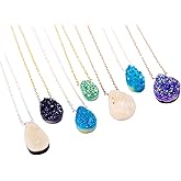 HotMixCold Druzy Necklace, Gold Drusy Necklace, Layering Necklace, Silver Statement Necklace, Long Boho Necklace Jewelry, Long Necklace with Pendant