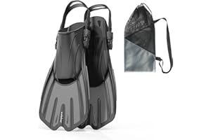 Welebar Swim Fins, Snorkel Fins with Adjustable Open Heel for Snorkeling, Diving, Swimming, Travel Size Snorkel Fins for Adult Men Women