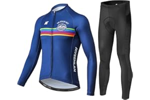 M MYSENLAN Mysenlan Men's Cycling Jersey Set Long Sleeve Bike Shirt 3D Padded Long Pants Bicycle Tights Clothing