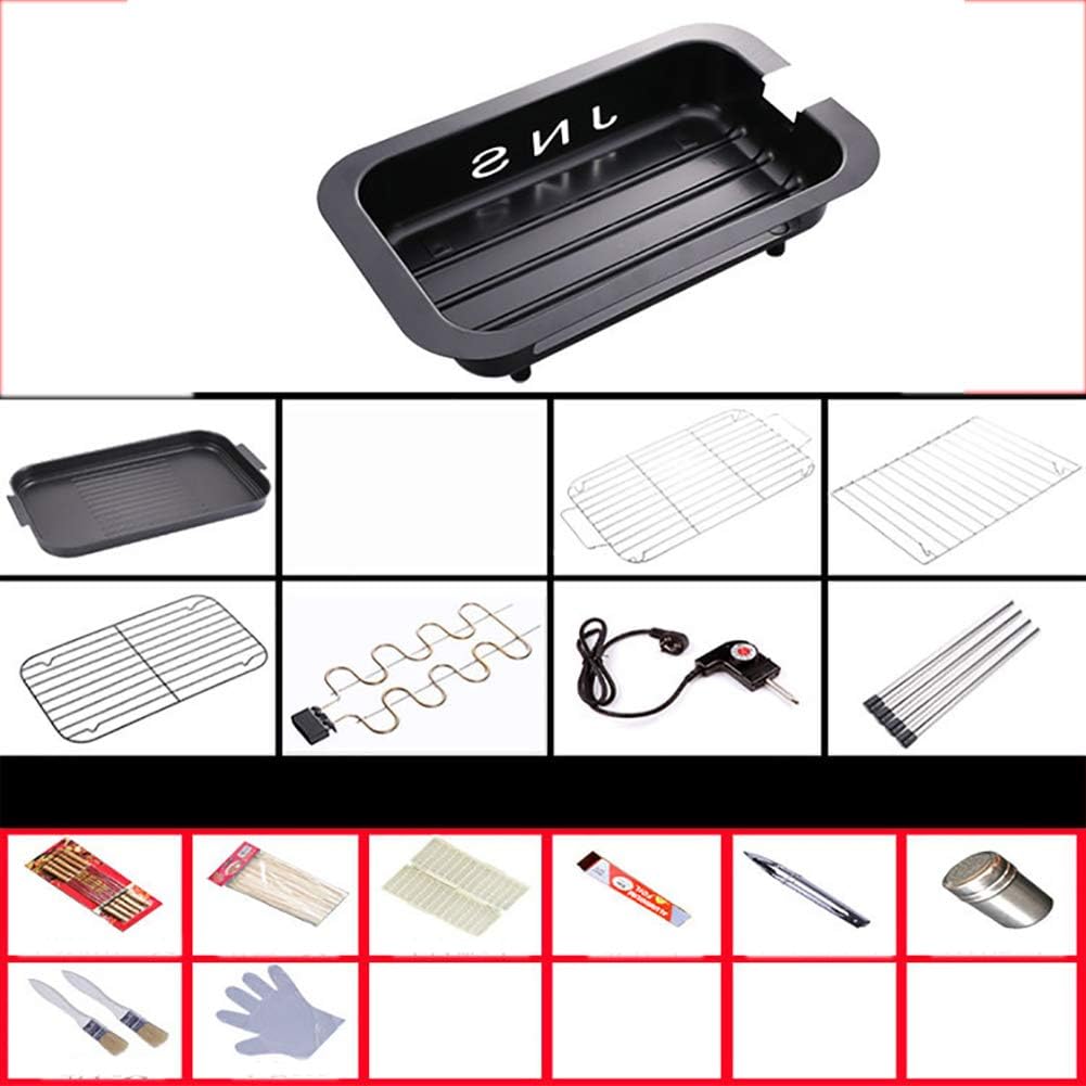 review WYQ Multifunctional Electric Carbon Dual-Purpose Grill, Indoor Smoke-Free Non-Stick Electric Grill, Double-Layer Skewers Grill (Send Eight Sets)