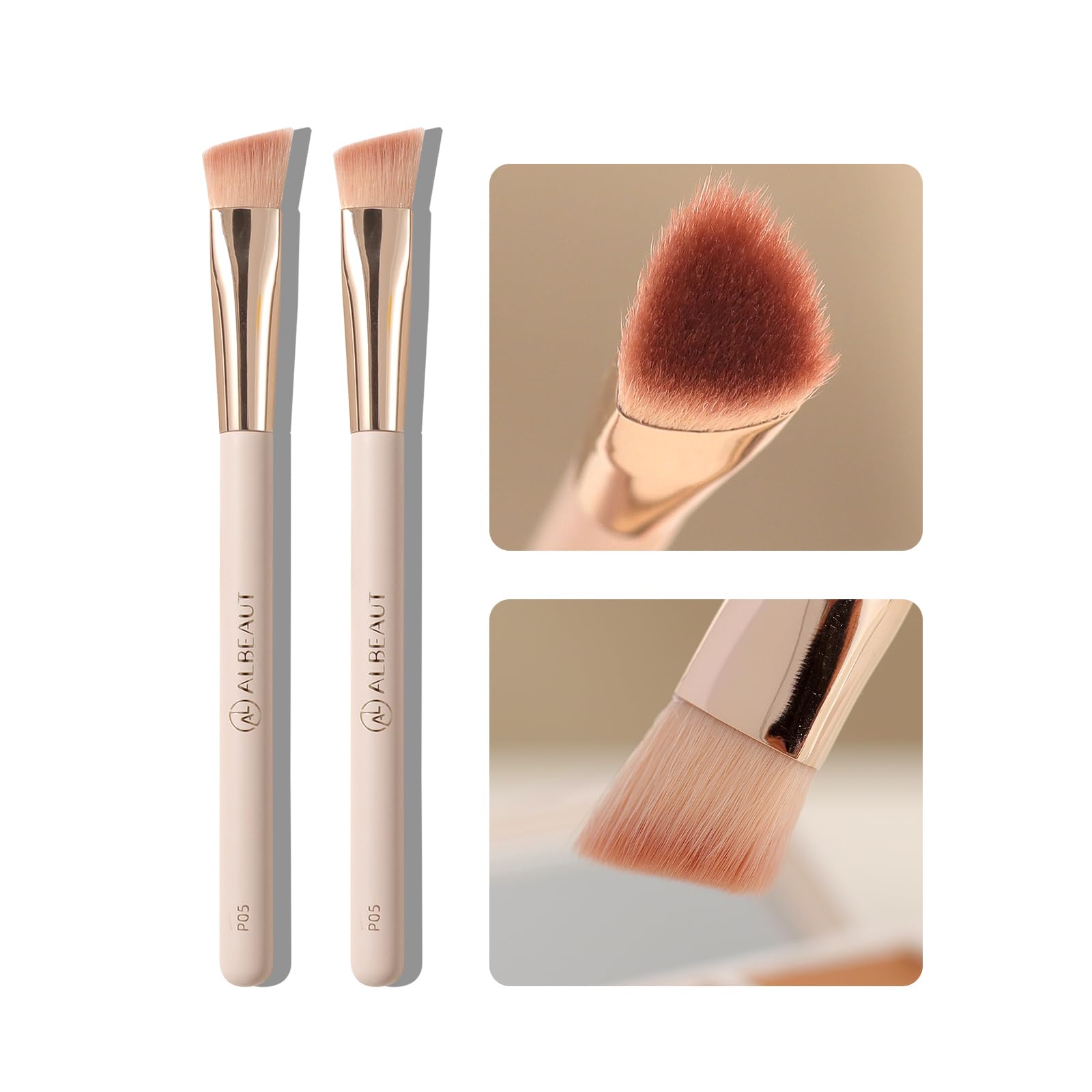 Albeaut Angled Under Eye Concealer Brush for Liquid Cream Powder Brightening Concealer Trangle Small Nose Contour Foundation Makeup Brush 2-Pack