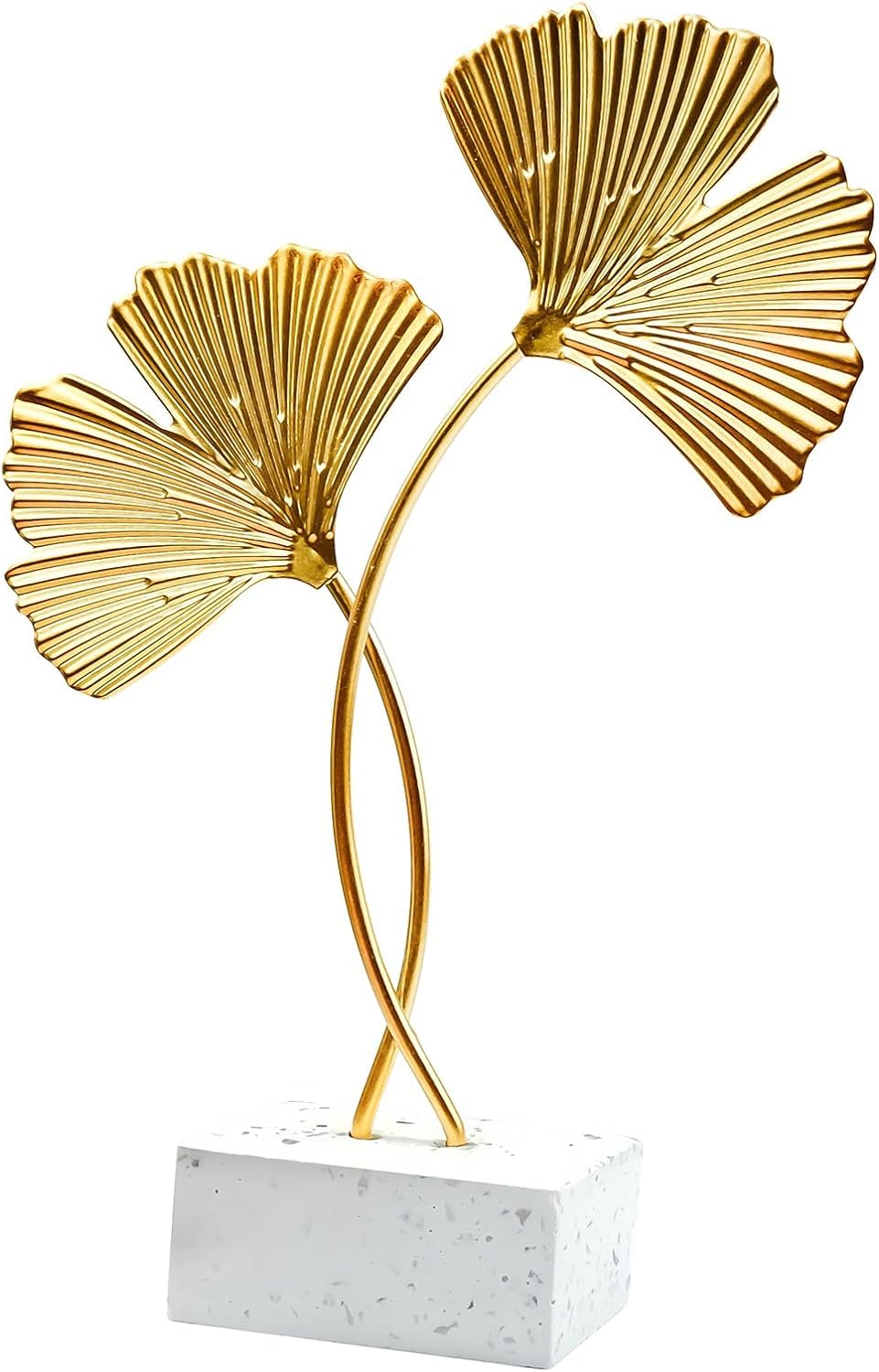 JLNGTHONG Metal Ginkgo Leaf Ornaments, Gold Ginkgo Leaf Desktop Decoration Sculpture, Modern Creative Home Décor Accents Statue for Office, Bedroom, Bookshelf