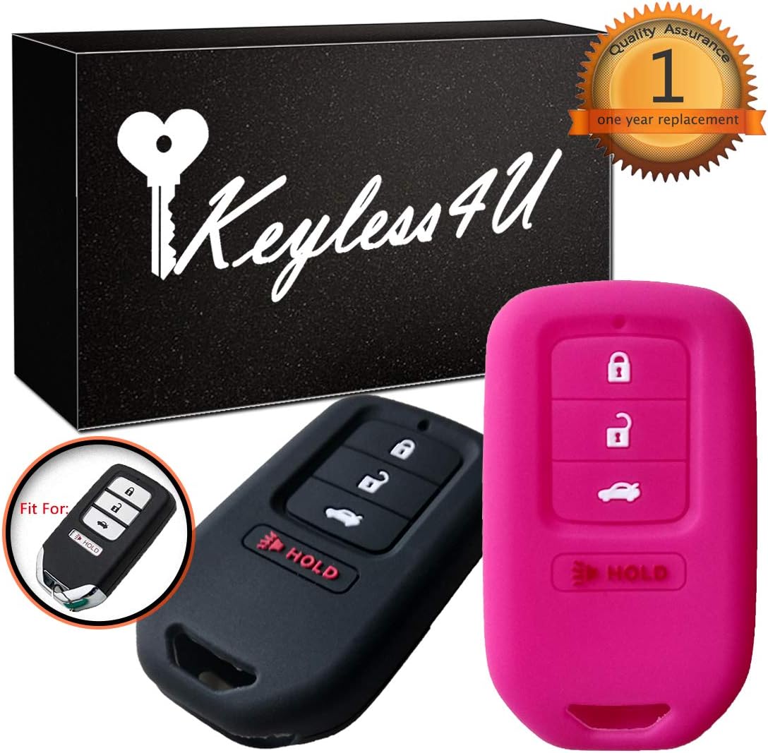 2Pcs Keyless4U Silicone Key Fob Cover Case Remote Control Protector For 2013 2014 2015 2017 2018 Honda Accord EX EX-L Touring Civic 4 Buttons Smart Key