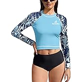 BesserBay Women's UPF 50+ Long Sleeve Rashguard Swimming Crop Top