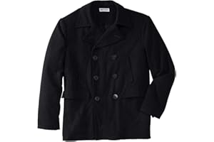 Liberty Blues by Kingsize Men's Big & Tall Double-Breasted Wool Peacoat