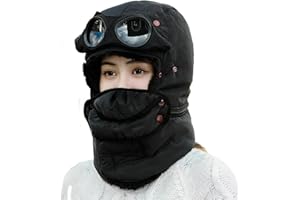 3-in-1 Winter Pilot Trapper Hat - Thermal Hat with Goggles & Face Mask, Windproof Hat for Snowboard & Outdoor Sports
