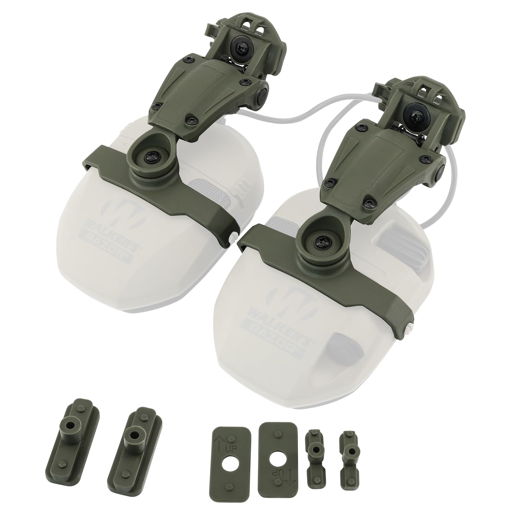 Photo 1 of HEARFALCOM Tactical Helmet ARC Rail Adapter Accessories Compatible with Walker's Earmuffs (Walkers Razor,Walkers Razor Digital) (Green)