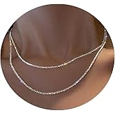 ASCOMY Layered Necklaces for Women Dainty Gold Necklace 14K Gold Plated Herringbone Necklace for Women Pearl Cross Necklace Paperclip Cuban Figaro Rope Satellite Chain Gold Choker Trendy Jewelry Gift