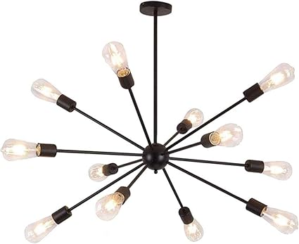 Araña Sputnik Luz De Techo Moderna Accesorios, Negro 12 Luces Vintage