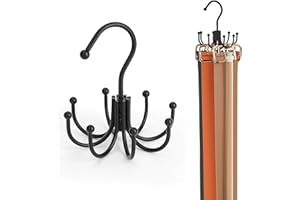 ZEDODIER Belt Hanger, Belt Rack Closet Accessories Organizer, Maximum 24 Storage Capacity, Hanging Holder Storage Hook for Belt, Bra, Tank Top, Tie, Scarf, Purse, Black