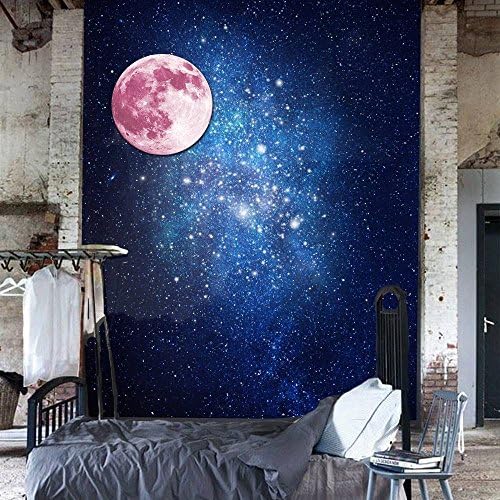 LN Shop 30cm Pink Large Moon Wall Sticker Removable Glow In The Dark Luminous Stickers H