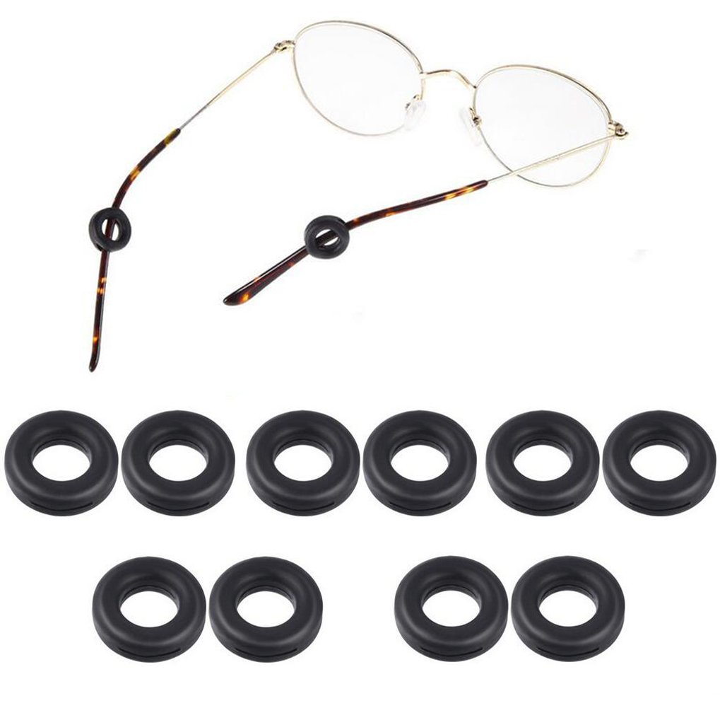 Upstore 5 Pairs Round Eyeglasses Temple Tips Eyewear Sleeve Retainer Anti-Slip Glasses Prevent Slippery Ear Hook Sunglasses Accessories Glasses Legs Stand Support Sports Eyeglass Strap Holder(Black)