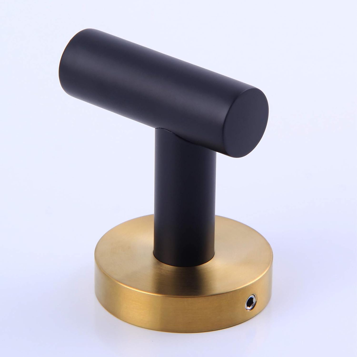 Robe Towel Hook Matte Black and Gold, APLusee Stainless Steel Single Prong Coat Hook Bathroom Kitchen Garage Home Storage Round Utility Hanger - - 